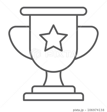 Winner thin line icon, game and award, trophy cup sign, vector graphics, a linear pattern on a white background. Winner thin line icon, game and award, trophy cup sign, vector graphics, a linear pattern on a white background. 106974138