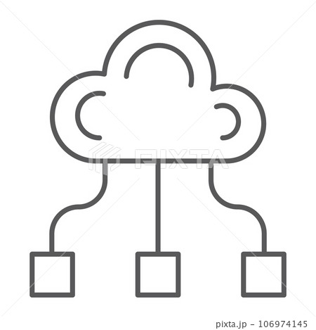 Community thin line icon, game and team, cloud sign, vector graphics, a linear pattern on a white background. 106974145