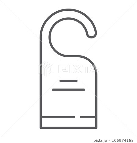 Do not disturb thin line icon, label and hotel, door hanger sign, vector graphics, a linear pattern on a white background. 106974168
