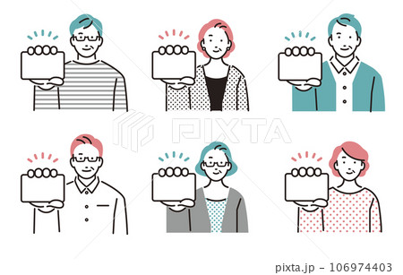 人物 カードを持つシニアセット 人物 カードを持つシニアセット 106974403