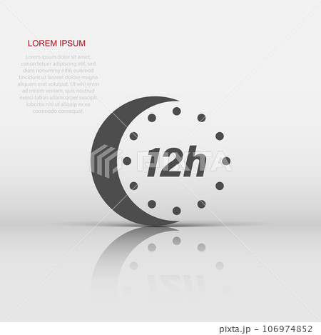 1 hour clock icon in flat style. Timer countdown vector