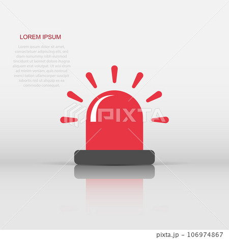 Emergency alarm icon in flat style. Alert lamp vector illustration on isolated background. Police urgency sign business concept. 106974867