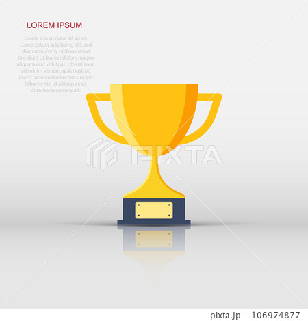 Trophy cup icon in flat style. Goblet prize vector illustration on isolated background. Award sign business concept. Trophy cup icon in flat style. Goblet prize vector illustration on isolated background. Award sign business concept. 106974877