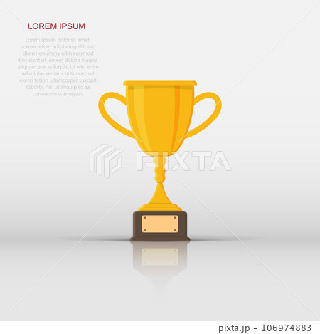 Trophy cup icon in flat style. Goblet prize vector illustration on isolated background. Award sign business concept. 106974883