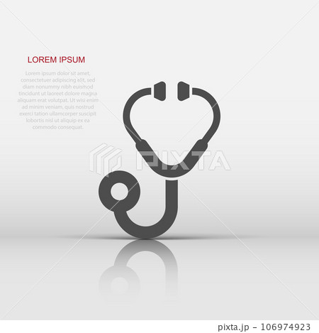 Stethoscope icon in flat style. Heart diagnostic vector illustration on isolated background. Medicine sign business concept. Stethoscope icon in flat style. Heart diagnostic vector illustration on isolated background. Medicine sign business concept. 106974923