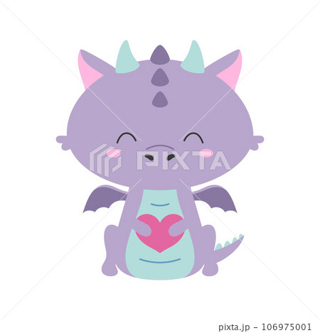 vector illustration of cute little dragon with heart 106975001