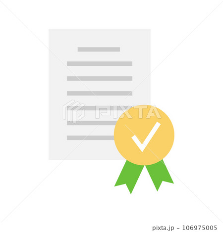 Documents approved icon. Document accredited, authorized agreement, patent. 106975005