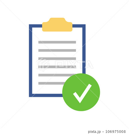 Clipboard icon. Checklist with check mark, isolated on white background. 106975008
