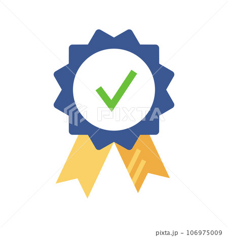 Certified badge, consumer control emblem. Approved or certified medal icon. Award symbol. 106975009