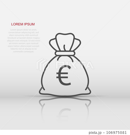 Money bag icon in flat style. Moneybag vector illustration on isolated background. Coin sack sign business concept. 106975081