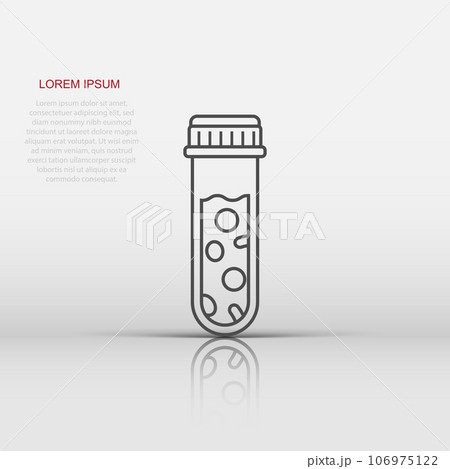 Blood test tube icon in flat style. Hematology vector illustration on isolated background. Laboratory flask sign business concept. 106975122