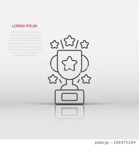Trophy cup icon in flat style. Goblet prize vector illustration on isolated background. Award sign business concept. 106975284