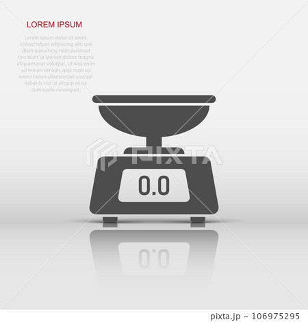 Bathroom weight scale icon in flat style. Mass measurement vector illustration on isolated background. Overweight sign business concept. 106975295