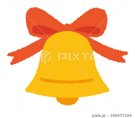 クリスマスのベルとリボンの手書きベクターイラスト／クリスマス 106975384