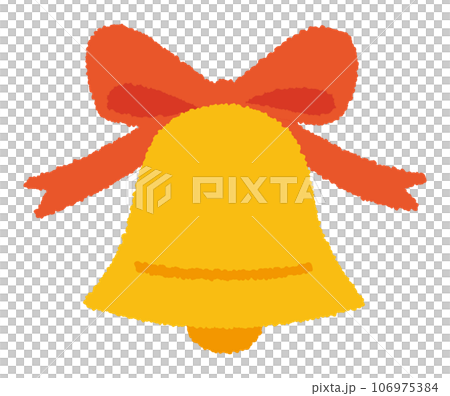 クリスマスのベルとリボンの手書きベクターイラスト／クリスマス 106975384