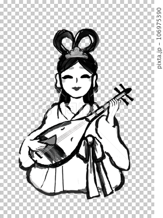 七福神の弁財天の手描き和風イラスト 106975390