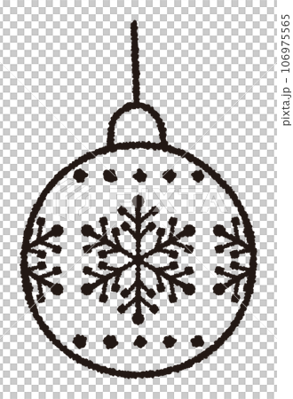 クリスマスオーナメントの手書き線画ベクターイラスト／クリスマスの