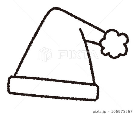 サンタクロースの帽子の手書き線画ベクターイラスト／クリスマス 106975567