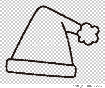 サンタクロースの帽子の手書き線画ベクターイラスト／クリスマス 106975567