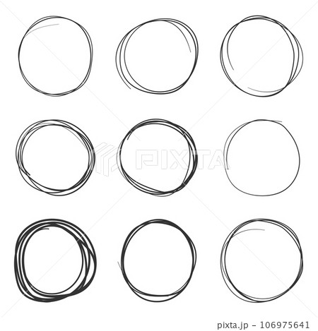 Circle line sketch icon in hand drawn style. Circular scribble doodle vector illustration on isolated background. Pencil or pen bubble sign business concept. Circle line sketch icon in hand drawn style. Circular scribble doodle vector illustration on isolated background. Pencil or pen bubble sign business concept. 106975641
