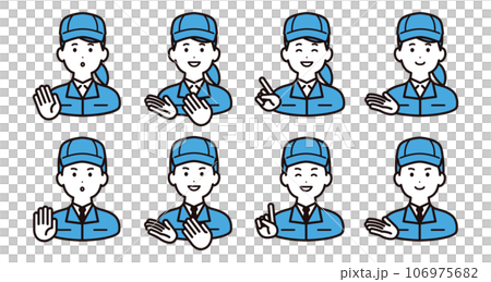 Male and female guide staff wearing hats and work clothes icon material Male and female guide staff wearing hats and work clothes icon material 106975682