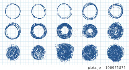 Circle line sketch icon in hand drawn style. Circular scribble doodle vector illustration on isolated background. Pencil or pen bubble sign business concept. Circle line sketch icon in hand drawn style. Circular scribble doodle vector illustration on isolated background. Pencil or pen bubble sign business concept. 106975875