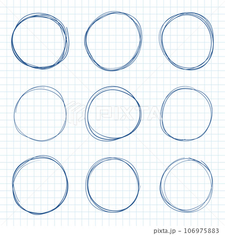 Circle line sketch icon in hand drawn style. Circular scribble doodle vector illustration on isolated background. Pencil or pen bubble sign business concept. 106975883
