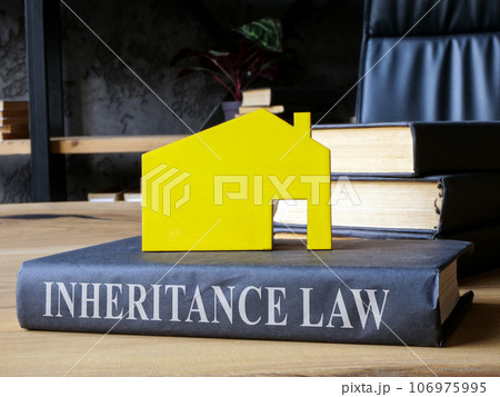 Book inheritance law and a model of house on it. 106975995