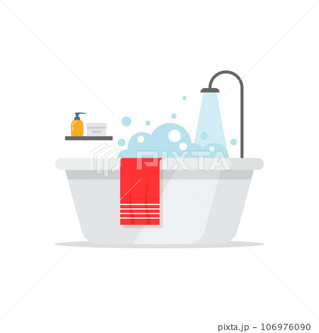 Bath icon in flat style. Bathroom vector illustration on isolated background. Bathtub sign business concept. 106976090