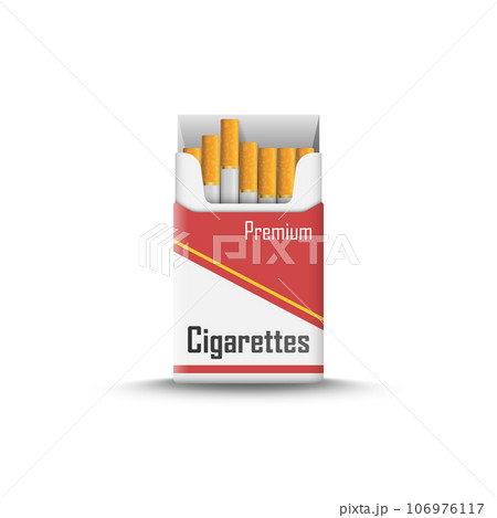 Packet of cigarettes icon in flat style. Smoking vector illustration on isolated background. Tobacco box sign business concept. 106976117