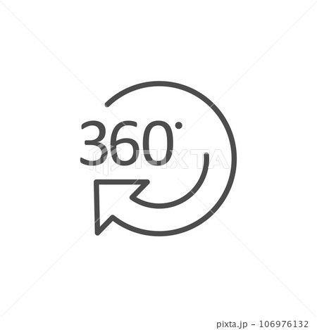 360 degrees icon in flat style. Rotate symbol vector illustration on isolated background. Angle view sign business concept. 360 degrees icon in flat style. Rotate symbol vector illustration on isolated background. Angle view sign business concept. 106976132