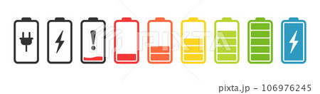 Alkaline battery set icon in flat style. Diffrent size accumulator vector illustration on isolated background. Accumulator recharge sign business concept. Alkaline battery set icon in flat style. Diffrent size accumulator vector illustration on isolated background. Accumulator recharge sign business concept. 106976245