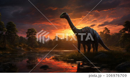 Big Prehistoric Dinosaur Standing In The...のイラスト素材 [106976709] - PIXTA