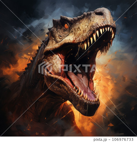 迫力ある、ティラノサウルス 迫力あるティラノサウルスイラスト - No: 24320667｜無料イラスト