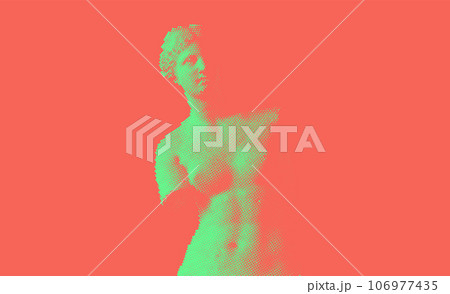Halftone ancient sculpture. Duotone Venus statue 106977435