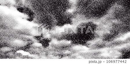 Halftone Sky with Clouds. Black and White Background 106977442