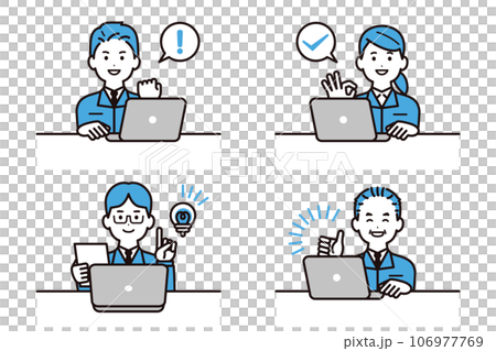 商務人士、年輕人、中年人穿著工作服做辦公桌工作 商務人士、年輕人、中年人穿著工作服做辦公桌工作 106977769