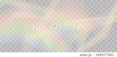 Blurred rainbow refraction overlay effect. Light lens prism effect on transparent background. Holographic reflection, crystal flare leak shadow overlay. Vector abstract illustration Blurred rainbow refraction overlay effect. Light lens prism effect on transparent background. Holographic reflection, crystal flare leak shadow overlay. Vector abstract illustration 106977862