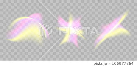Set of color gradient overlays, pastel shapes of color refraction. Y2K design elements. Vector illustration on a transparent background 106977864