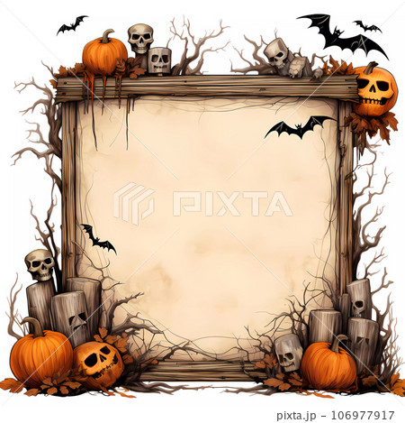 Halloween Scary Frame with Pumpkins Halloween Scary Frame with Pumpkins 106977917