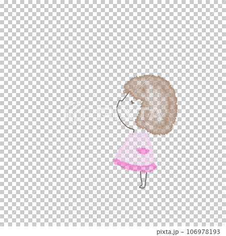 水彩風格手寫插畫女孩 水彩風格手寫插畫女孩 106978193