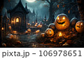 Halloween pumpkins in a dark environment 106978651