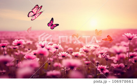 Pink flower for breast cancer day background concept 106978661