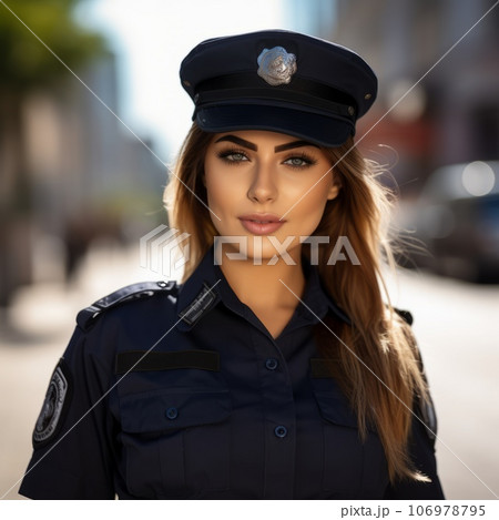 Portrait of a Beautiful policewoman standing on...のイラスト素材 [106978795] -  PIXTA