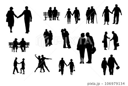 Senior couple silhouette 106979134