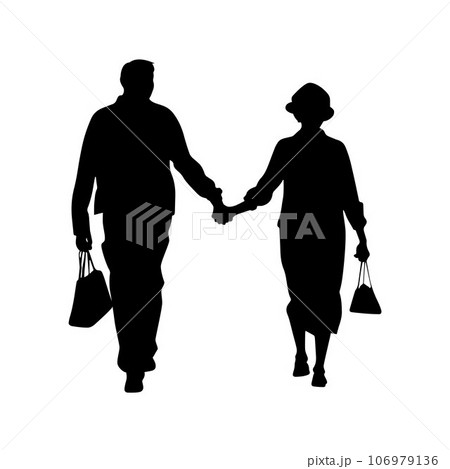 Senior couple, ederly couple silhouette 106979136