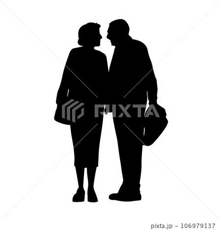 Senior couple, ederly couple silhouette 106979137