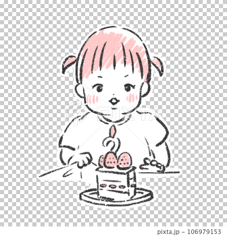 ろうそくの火を消す女の子　イラスト 106979153