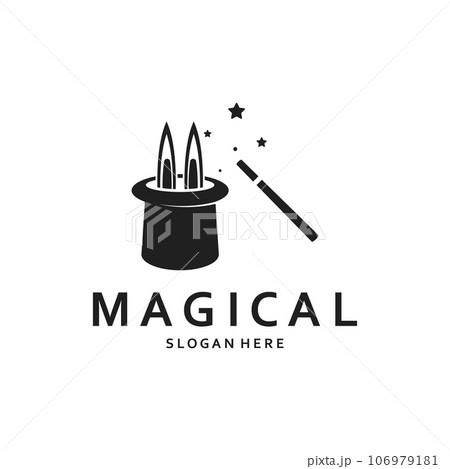 Magician's Hat and Magic Wand Logo Template 106979181