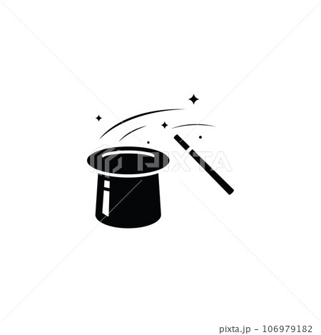 Magician's Hat and Magic Wand Logo Template 106979182